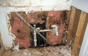 Flood damage to drywall and insulation