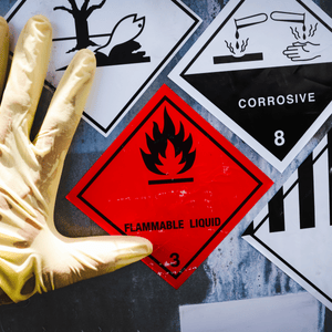 Warning symbol for chemical hazard on chemical container