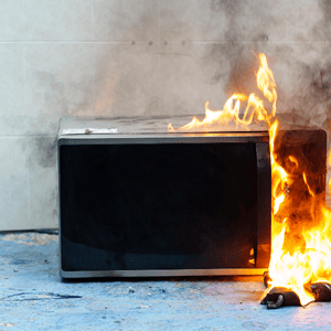 microwave on fire